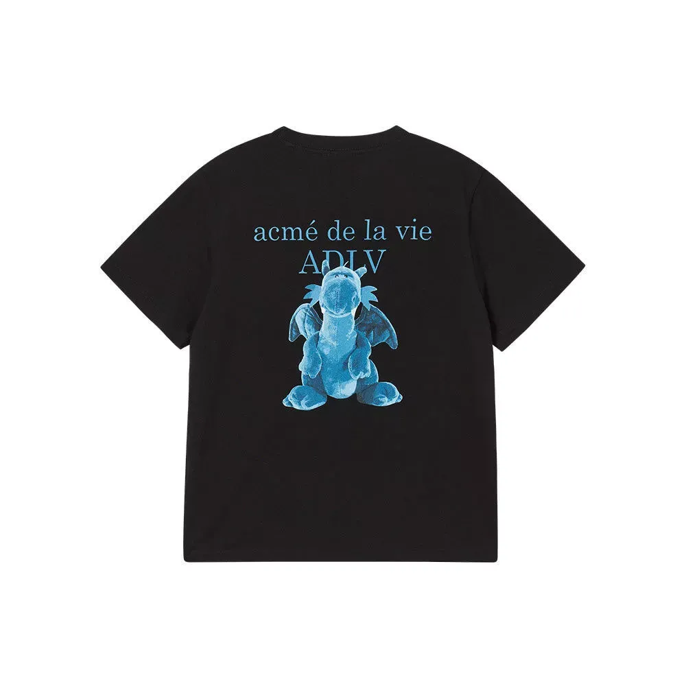 [ADLV] Woman Fuzzy Dragon Artwork Short Sleeve T-Shirt Black